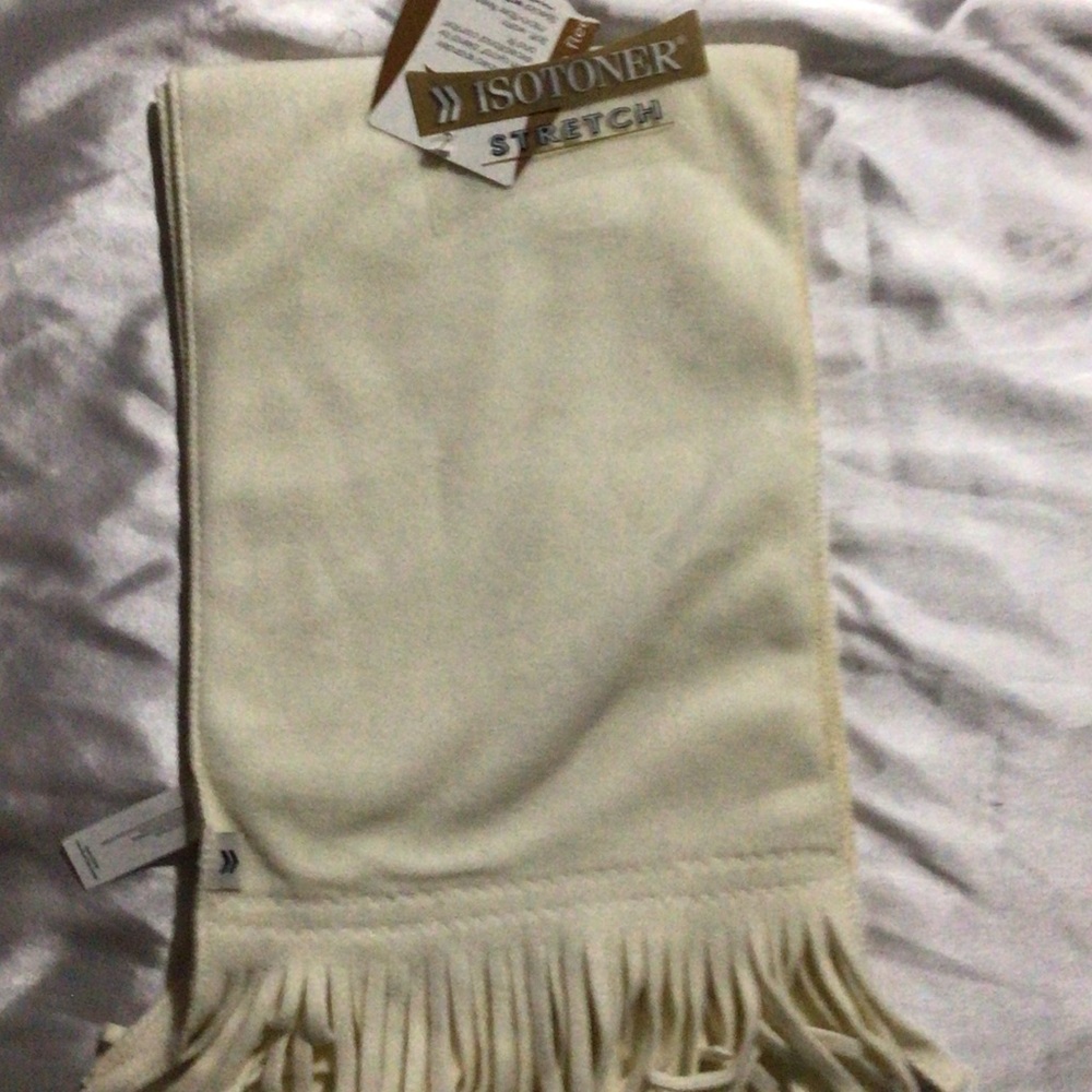 Isotoner Ivory Stretch Scarf with Fringe